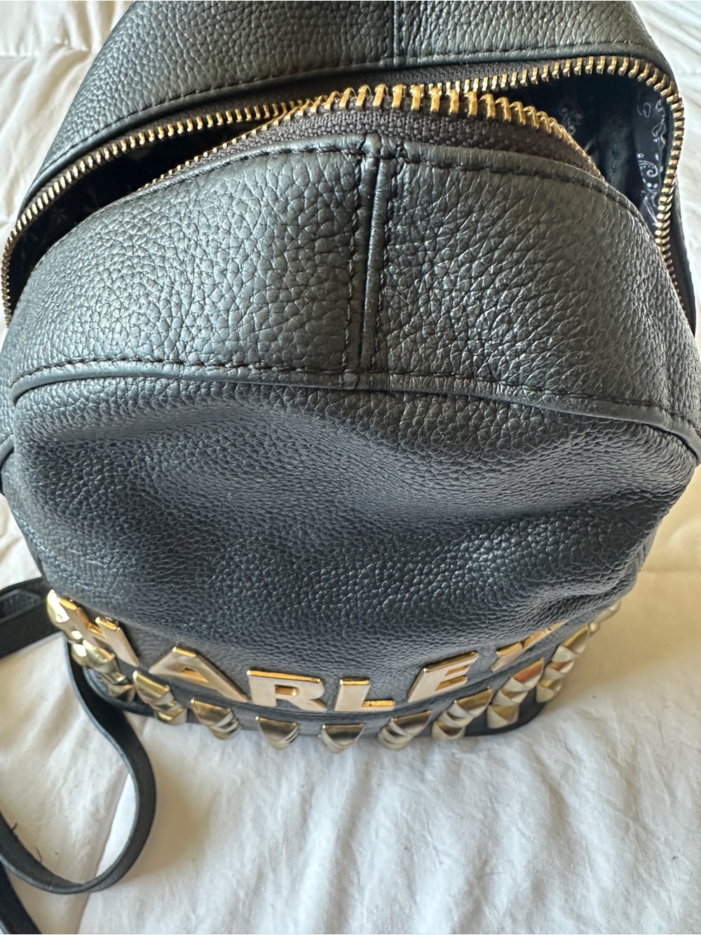 HARLEY Vintage Genuine Leather Studded Mini Backpack - Picture 3 of 7